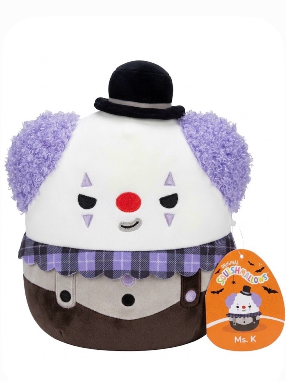 Squishmallows Ms. K the Purple Clown Halloween Plush 7” inches NWT